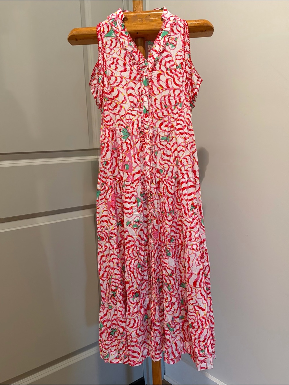 Poupette St. Barth Girls Long Dress Nana V Pink Wings Flowers Size 10